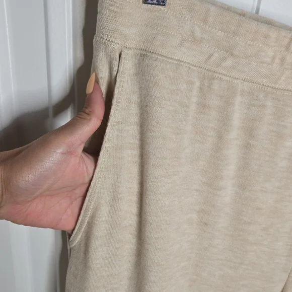 Soft & Cozy Loungewear Cream Heathered Wide Leg Pants with Elastic Waistband XL - Picture 3 of 5